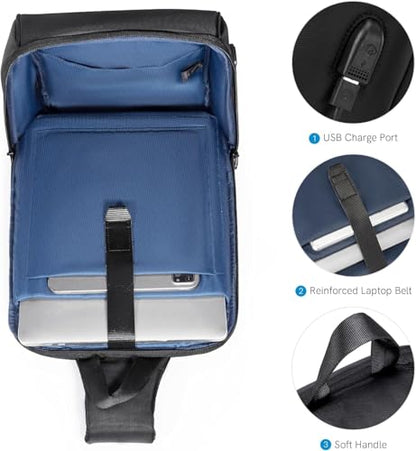 Kingsons Laptop Sling Backpack Anti Theft Bag,Hiking Daypack 13 Inch Waterproof Nylon Travel Bags for Men, Single Shoulder Camping Dayback with USB Charging Port for Traveling - color: Ks3165g