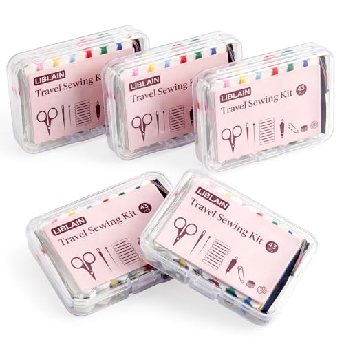 LIBLAIN Mini Sewing Kit, Small Travel Sewing Kit with Big Eye Steel Needles for Adults and Beginners, Needle and Thread Kit for Hand Sewing (43Pcs, 5Pack) - size: 5 Pack