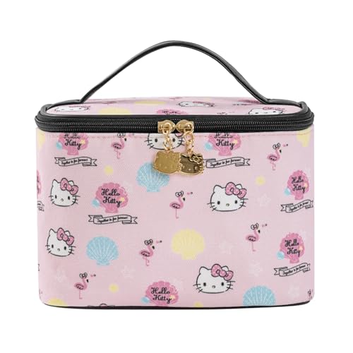 Vimanllie Cosmetic Bag Large Makeup Bag |Travel Toiletry Bags Organizer for Women | Pink Canvas Case with Brush Holder for Girls - Beauty Organizer for Home & Travel with Handle - color: 5C-Sweet Holiday