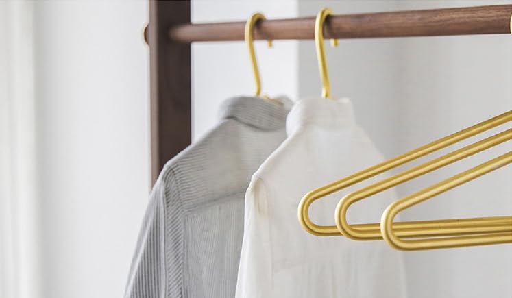 Premium Matte Gold Aluminum Coat Hangers 6 Piece Set, 16.5” Extra Smooth & Durable Metal Shirt Dress Hanger,Aluminum Alloy Hanger,Clothing Support,Clothing Hang - style: Golden Elegant Hanger（6）
