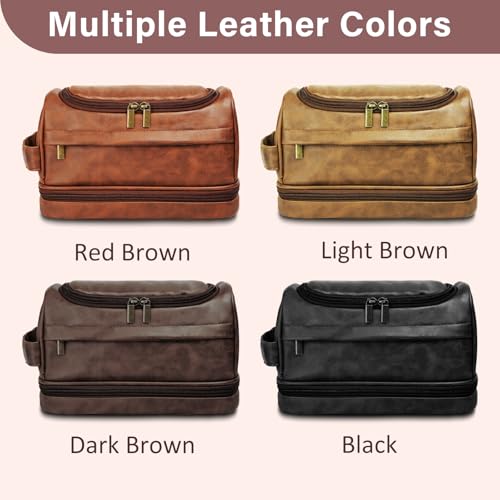 Personalized Toiletry Bag for Men, Graduation Gift for Him, Engraved Leather Custom Travel Shaving Bag, Father Day Gifts for Men, Dad, Father, Son, Boyfriend, Husband, Brother, Birthday, Anniversay - color: Black