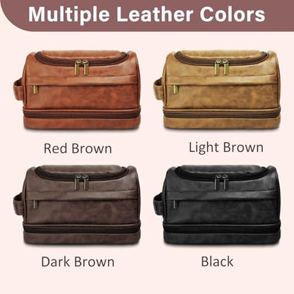 Personalized Toiletry Bag for Men, Graduation Gift for Him, Engraved Leather Custom Travel Shaving Bag, Father Day Gifts for Men, Dad, Father, Son, Boyfriend, Husband, Brother, Birthday, Anniversay - color: Black