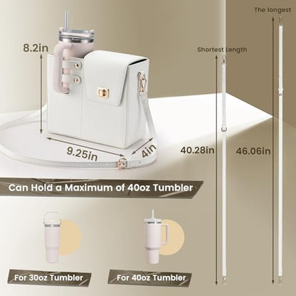 Outdoor Portable Crossbody Water Cup Purse Bag Water Bottle Carrier Bag with Phone Pocket Tumbler Carrier with Strap - color: White