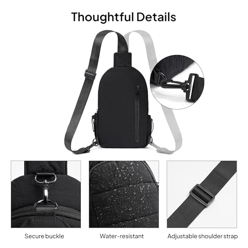 TOPEAST Sling Bag for Women, Anti-Theft Crossbody Bag with RFID Blocking & Water Bottle Holder for Travel, Water-resistant - color: Black
