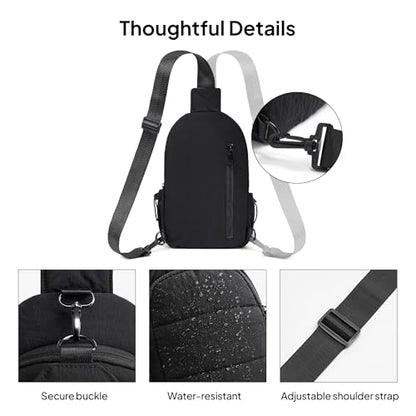 TOPEAST Sling Bag for Women, Anti-Theft Crossbody Bag with RFID Blocking & Water Bottle Holder for Travel, Water-resistant - color: Black