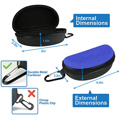 LTOHOE Sunglasses Case for Men and Women, Semi Hard Shell with Metal Carabiner, Portable Zipper Protective Glasses Case - color: Blue Violet