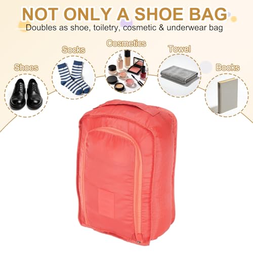 Foldable Travel Shoe Bag, Waterproof Shoe Pouches Organizer with Handle Travel Packing Cubes -Fitting for Storing (Sneakers/Sandals/Fitness Shoes) 2 Pcs & Pink/Light Blue - color: Pink/Light Blue