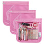 HIONXMGA TSA Approved Toiletry Bag, Set of 3 Clear Travel Toiletry Bag Quart Size Zipper Travel Pouch, Waterproof Makeup Cosmetic Bag for Women Men Kids Toiletries Carry on, Pink Large - color: Pink, 3 Large