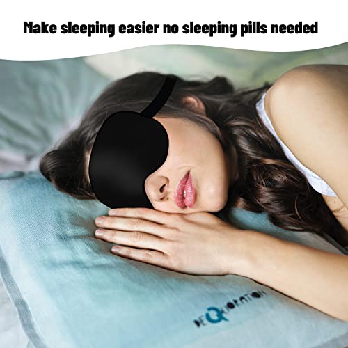 Sleep Mask, Silk Eye Mask for Sleeping with Adjustable Strap, Satin Blackout Sleeping Eye Mask for Men&Women, Comfortable Blindfold Eyeshade for Night Sleep(Black) - color: Black
