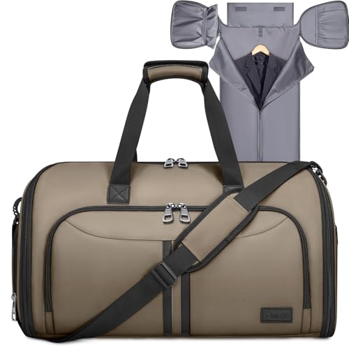 BALEINE Travel Garment Bag, Travel Suit Bag for Men, Water Resistant Carry on Garment Bag for Hanging Clothes, Garment Duffel Bag for Travel Business (Brown-Convertible) - color: Brown-Convertible