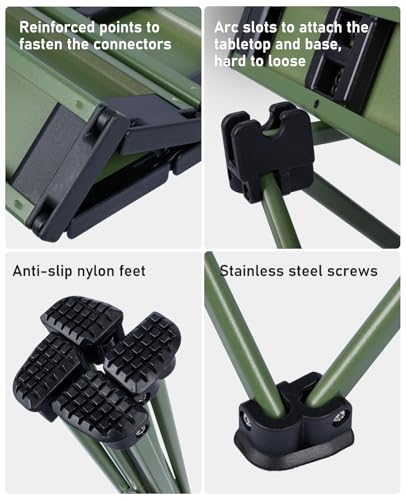 iClimb Ultralight Compact Camping Folding Table with Carry Bag (Green - L) - color: Green, size: Large