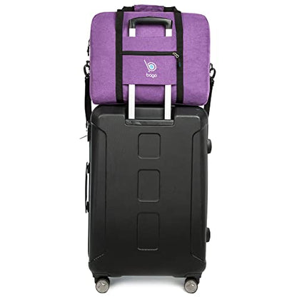 Bago Personal Item Travel Bag For Airlines - Fits As 18x14x8 inches Travel Bag Spirit & Frontier Airlines - Foldable Duffle Bag For Travel - Personal Item Bag Small Carry On Bag For Air Travel - color: SnowDepPurple