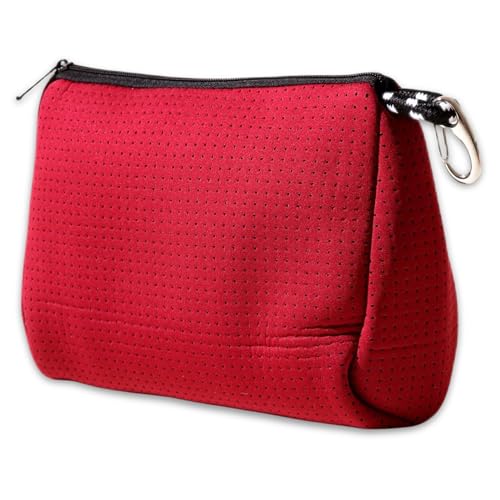 POPUPS Large Makeup Bag with Zipper, Burgundy- Waterproof Neoprene Cosmetic Bag 7.7 x 10.75 x 5 inches - color: Basic Burgundy