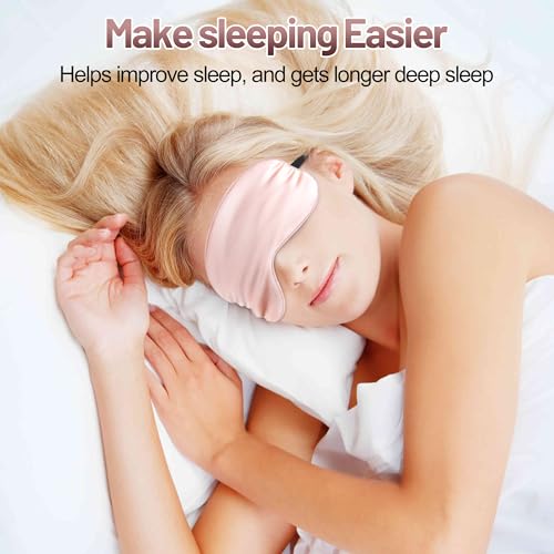 Sleep Mask, Silk Eye Mask for Sleeping with Adjustable Strap, Blindfold Eyeshade for Men & Women, Comfortable & Soft Eye Cover Eyeshade for Night Sleep (Pink) - color: Light Pink