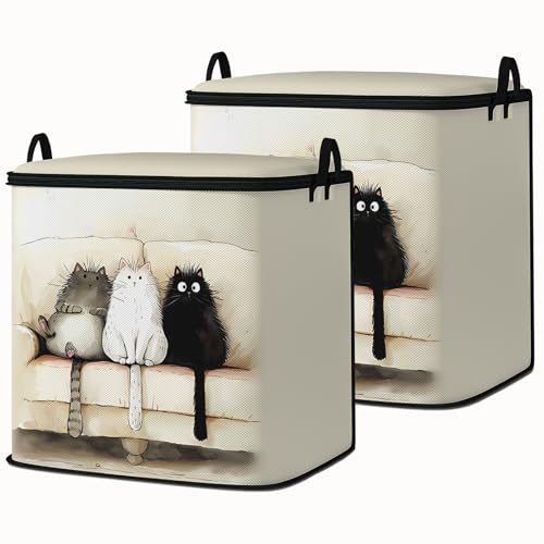 Large Comforter Storage Bag with Zipper,Closet Organizer for Clothes/Blankets/Quilts/Pillows,Fabric Storage Bags with Portable Handles 95L(2-Pack) - color: 20