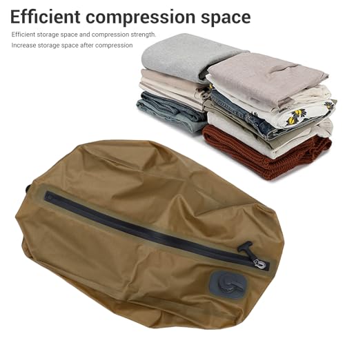ITEFDTUTNE Travel Vacuum Bags with Built in Pump, 20L Rechargeable Folding Vacuum Storage Space Saver Bags Compression Packing for Clothes Comforters Luggage Travel (Khaki) - color: Khaki