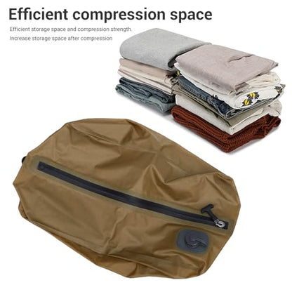 ITEFDTUTNE Travel Vacuum Bags with Built in Pump, 20L Rechargeable Folding Vacuum Storage Space Saver Bags Compression Packing for Clothes Comforters Luggage Travel (Khaki) - color: Khaki