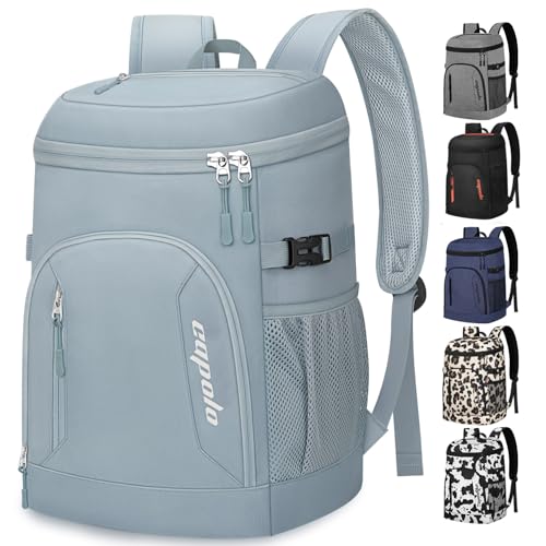 Capolo Cooler Backpack for Men Women Insulated Backpack Cooler Leak Proof Thermal Bag Beverage Soft Cooler Bag Lunch Backpack for Camping 30/45 Cans - color: Light blue, size: 30 Cans