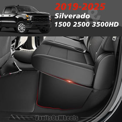 VaultsOnWheels Under Seat Storage Box Fit for 2019-2026 Chevy Silverado 1500/2500/3500HD (Not for Rear Kicker Subwoofer), Console Organizer Truck Tool Box Detachable Underseat Organizer w/TPE Mats - size: 2)Silverado|2019+|Rear underseat storage