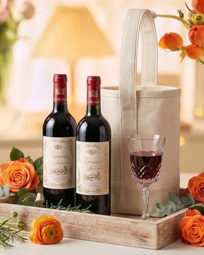 Personalized 2 Bottle Wine Gift Tote Bags w/Name- Wine Cooler Carrier for Travel, BYOB Restaurant, Wine Tasting, Party, Dinner, Gift for Wedding, Wine Lovers for Women & Men