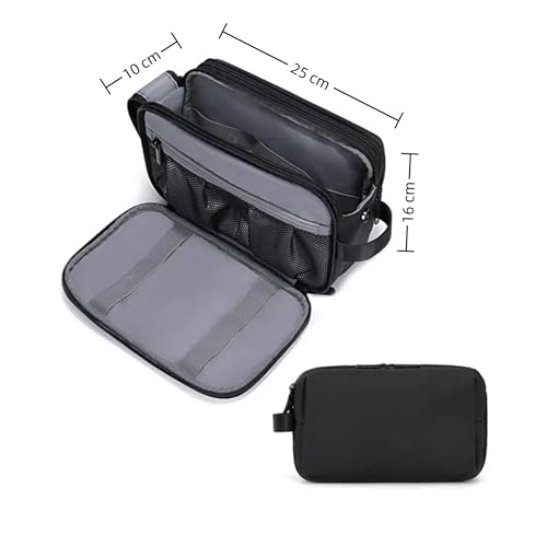 2Pack Men's Toiletry Bags Pu,Travel Toiletry Organizer, Waterproof Shaving Kit Pouch For Storing Daily Essentials like Oiletries and Cosmetics(Black) - color: Black