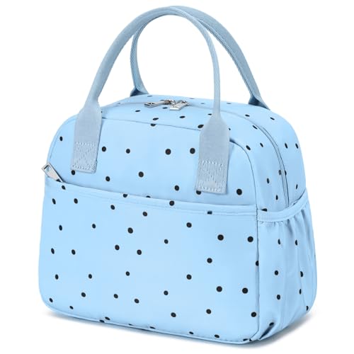 CAMTOP Lunch Box for Women Men Insulated Lunch Bag Lunch Tote Bag Leakproof Thermal Cooler Large Capacity for Travel Work School Picnic (Blue Black Dots) - color: Blue Black Dots, size: Medium