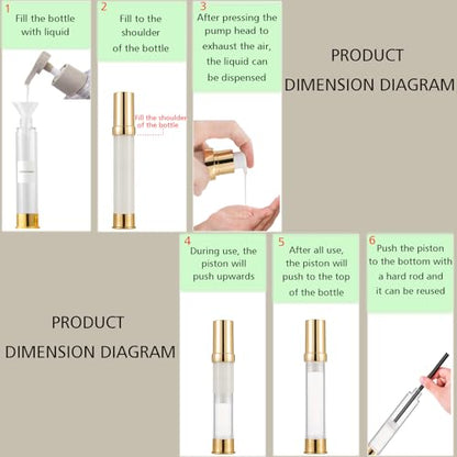 30ml 1oz travel bottles 4 pcs,Golds clear travel bottles,Airless pump bottles,DIY travel bottle set cosmetic containers Included， Gift Box，With labels,refillable cosmetic containers - size: 30 ML