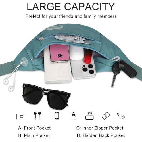 MAXTOP Large Crossbody Fanny Pack with 4-Zipper Pockets,Gifts for Enjoy Sports Festival Workout Traveling Running Casual Hands-Free Wallets Waist Pack Phone Bag Carrying All Phones - color: Dark Green, style: Large Fanny Pack(4 Zipper Pockets)