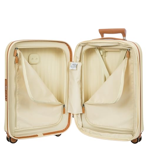 Bric's Taormina Ultra-Light Carry-On Spinner – Airline Approved Expandable Hard Shell Suitcase with TSA Lock, Anti-Tamper Zippers & Built-In USB Port - 21 Inch, Cream - color: Cream, size: Carry-On