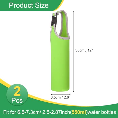uxcell 2pcs Neoprene Carrier Water Bottle Sleeve, 15.5-20oz Insulated Water Glass Bottle Carrier Bag Collapsible Drink Bottle Sleeve Cover Holder with Handle, Green - color: Green
