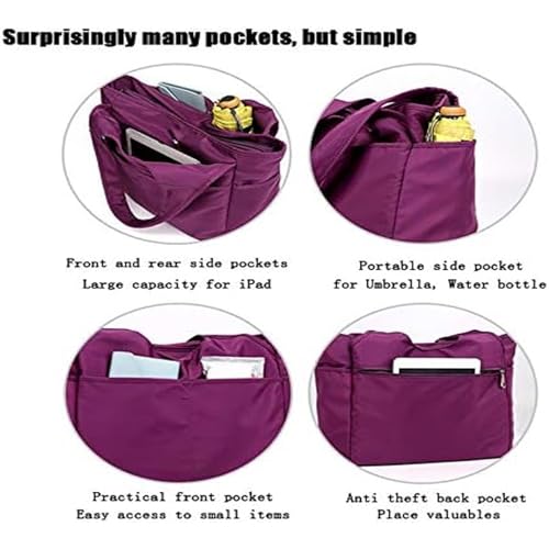 Extra Large Insulated Lunch Tote Bag for Women Men, Leakproof Cooler Lunch Box Shoulder Purse with Side Pockets for Work - Purple - color: Purple