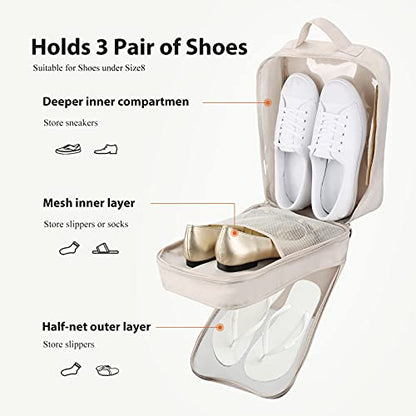Shoe Bags for Travel,Shoe Bag Holds 3 Pair of Shoes,Shoe Storage Pouch for Travel and Daily Use,Shoe Organizer Travel Essentials for Packing in Suitcase,Waterproof - size: Grey