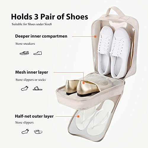 Shoe Bags for Travel,Shoe Bag Holds 3 Pair of Shoes,Shoe Storage Pouch for Travel and Daily Use,Shoe Organizer Travel Essentials for Packing in Suitcase,Waterproof - size: Pink Striped