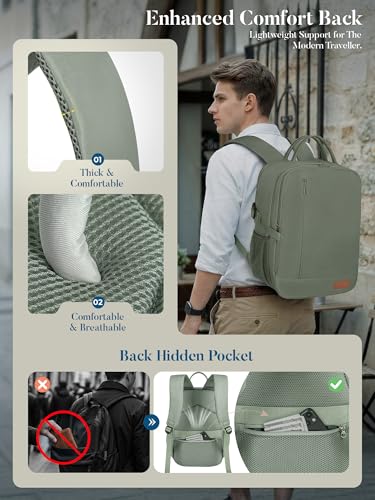 Lossga Travel Backpack, 18x14x8 Spirit Airlines Personal Item Travel Bag, Carry On Backpack Flight Aproved, Weekender Bags for Women and Men, 30L Water Resistant Lightweight Travel Backpacks - color: Pastel Green, size: 30L