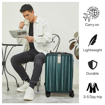 Hanke 24 Inch Luggage Suitcases With Spinner Wheels Lightweight PC Hard Shell Rolling Suitcase With Travel Lock,Checked-Medium 24-Inch(Blackish Green) - color: Blackish Green, size: Checked Medium 24 Inch