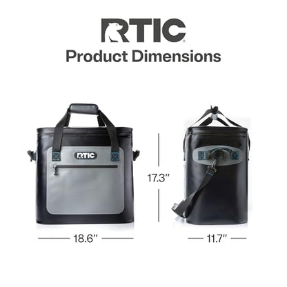 RTIC Ultra-Tough Soft Cooler 50 Can, Insulated Bag Portable Ice Chest Box for Lunch, Beach, Drink, Beverage, Travel, Camping, Picnic, Car, Trips, Floating Cooler Leak-Proof with Zipper - color: Blue/Grey