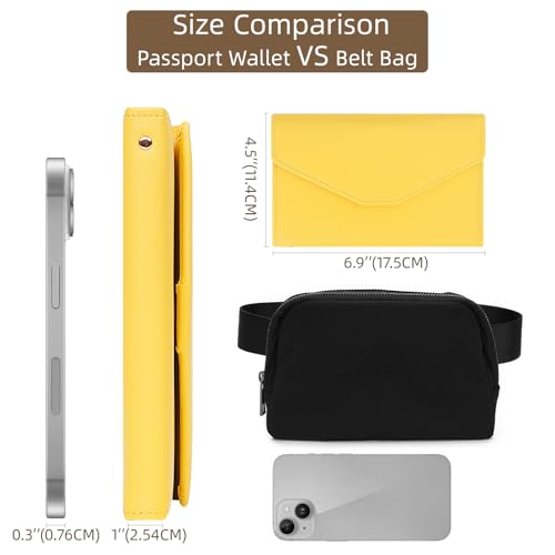 ZOPPEN Mulit-purpose Rfid Blocking Passport Holder Travel Wallet (Ver.4) Passport and Vaccine Card Holder ComboTri-fold Document Organizer Travel Essentials - color: #22 Primrose Yellow