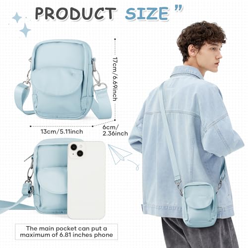 SEAFEW Mini Crossbody Bag Shoulder Bag for Men, Small Messenger Satchel Bag for Women - color: Blue - Standard