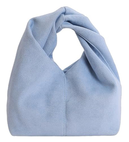 Slouchy Suede Crescent Crossbody Purses Women Cute Hobo Bags Trendy Satchels Underarm Shoulder Bag Travel Tote Handbag 2026 - color: A Suede Light Blue-no Strap
