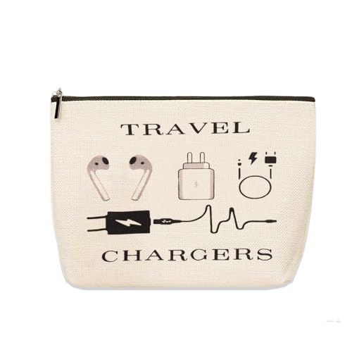 Makeup Storage Pouch Make Up Organizer Bag Travel Storage Bag for Women Girl Travel Toiletry Cosmetics Organiser for Purse (Chargers White) - color: Chargers White