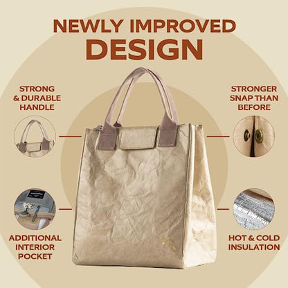 VonNova Women’s Insulated Lunch Bag with Premium 4mm Cooler Insulation, Cute Large 7L Lunch Tote for Office, Durable Small Lunch Box for Women, Stylish Lunchbox for Adults, Teens, Nurses, Teachers - color: Beige