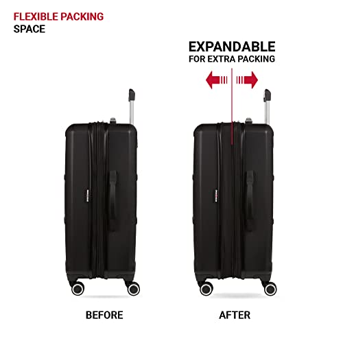 SwissGear 8090 Hardside Expandable Luggage with Spinner Wheels, Black, Checked-Medium 24-Inch - color: Black, size: Checked-Medium 24-Inch