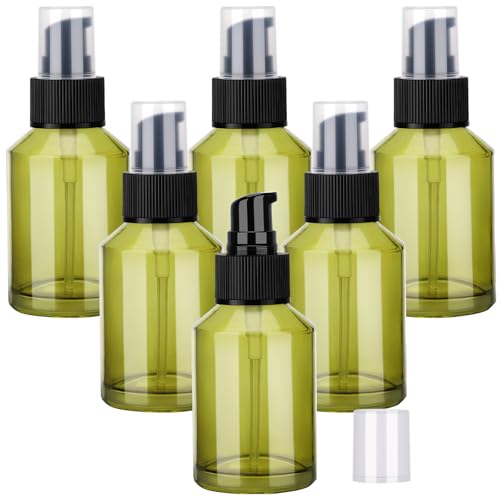 Segbeauty 6pcs 2oz Glass Travel Lotion Container Refillable, Small Travel Containers for Creams, 60ml Mini Empty Lotion Bottles with Pump Dispenser, Cosmetic Skincare Containers Sample Cream Bottle - size: 2oz
