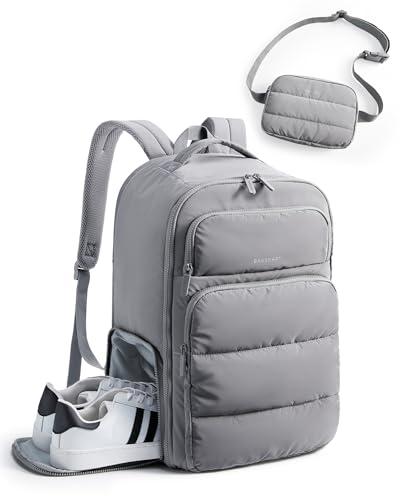 BAGSMART 35L Travel Backpack Women, 17.3 Inch Carry On Backpack Flight Approved, Personal Item Backpack Travel Bag, Water Resistant Casual Daypack, Gray - color: Grey