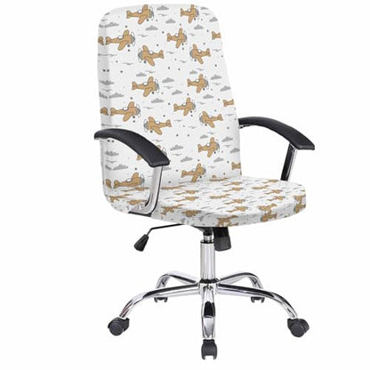 Brown Airplane Office Chair Covers, Stretchable Rotating Chair Slipcovers, Modern Abstract Art Cartoon Clouds Spandex Universal Boss Chairs Cover Removable Washable Seat Cover, Large - color: Blue, size: Large