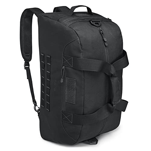G4Free 70L Large Tactical Duffle Bag Men Sports Gym Backpack with Shoes Compartment Military MOLLE Duffel Backpack ( Black) - color: Black