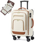 LOVEVOOK Carry on Luggage 22x14x9 Airline Approved, 22 Inch Large Rolling Suitcase with Garment Bag & Spinner Wheels, Softside Lightweight Underseat Carryon Luggage for Women Travel with TSA Lock - color: Beige-brown, size: 22 Inch With Garment Compartmen