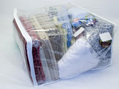 FBA Set of 5 Clear Vinyl Zippered Storage Bags 24x20x11 Inch