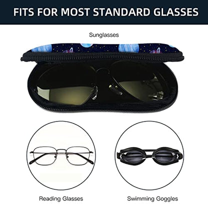 Sunglasses Soft Case with Carabiner Ultra Light Neoprene Zipper Glasses Case - color: Planet