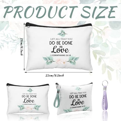 Panelee 48 Pcs Christian Cosmetic Bags Bulk for Women Bible Verse Makeup Bags Inspirational Keychains Christian Appreciation Gifts Religious Canvas Pouches with Zipper for Women Church Gift - style: Bible Style